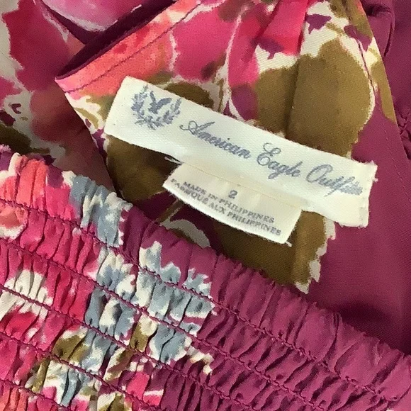 💥 American Eagle Outfitters purple gauze halter babydoll tiered dress Sz2 - Picture 14 of 16